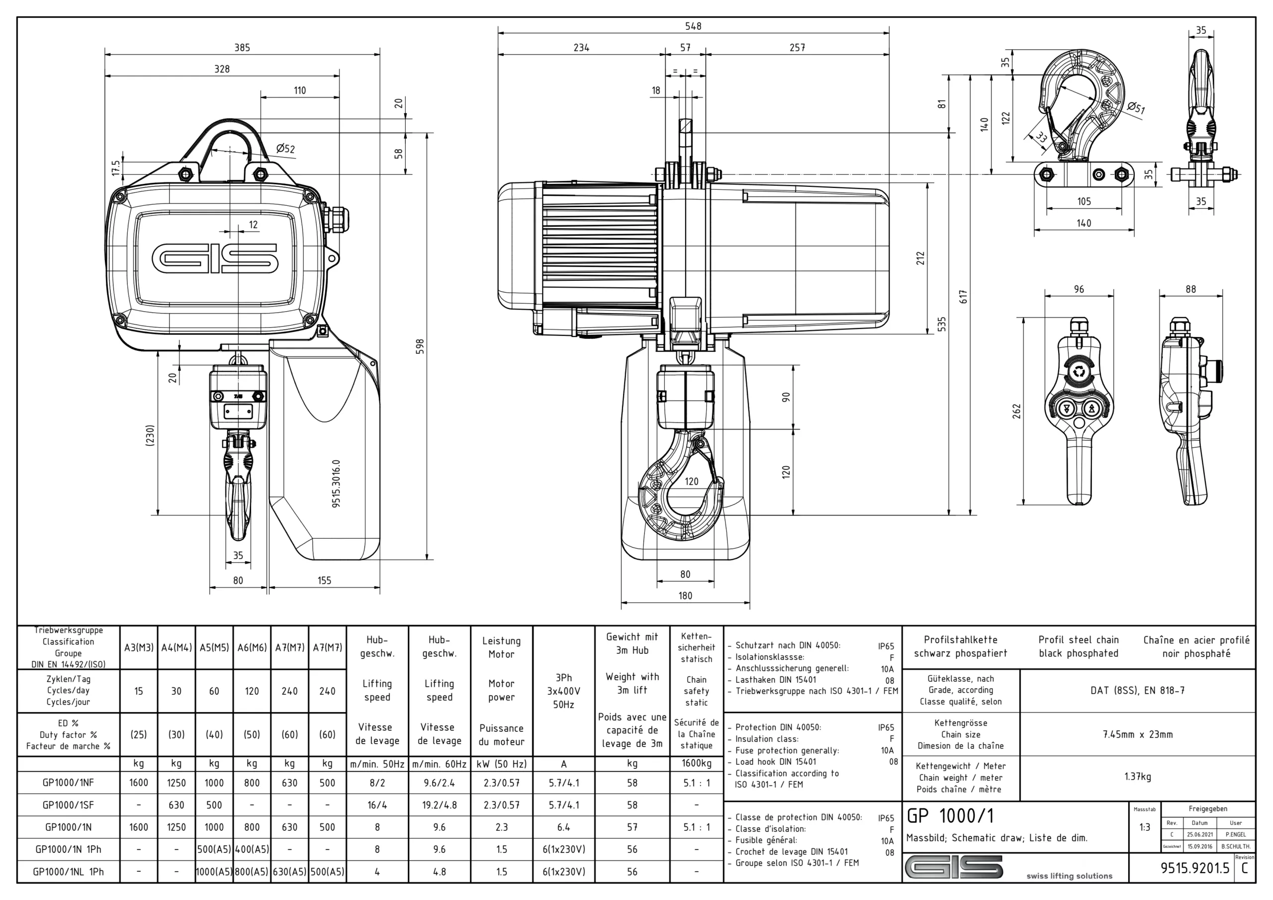 GIS GP Electric Chain Hoist 100–6300 kg 10
