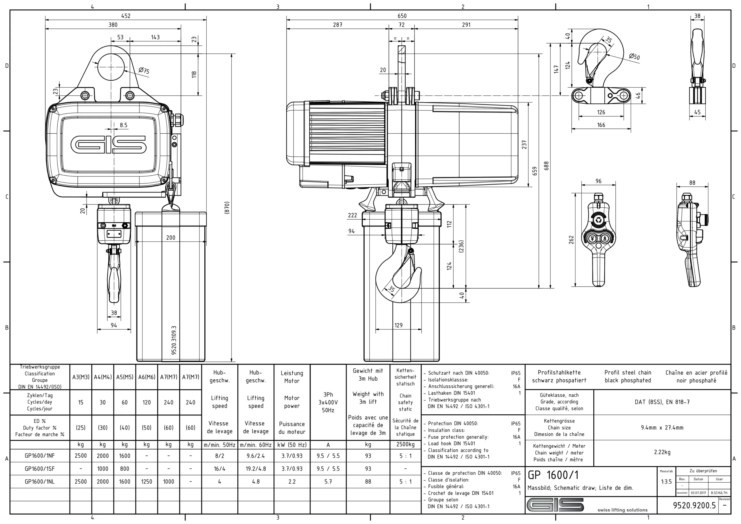 GIS GP Electric Chain Hoist 100–6300 kg 13