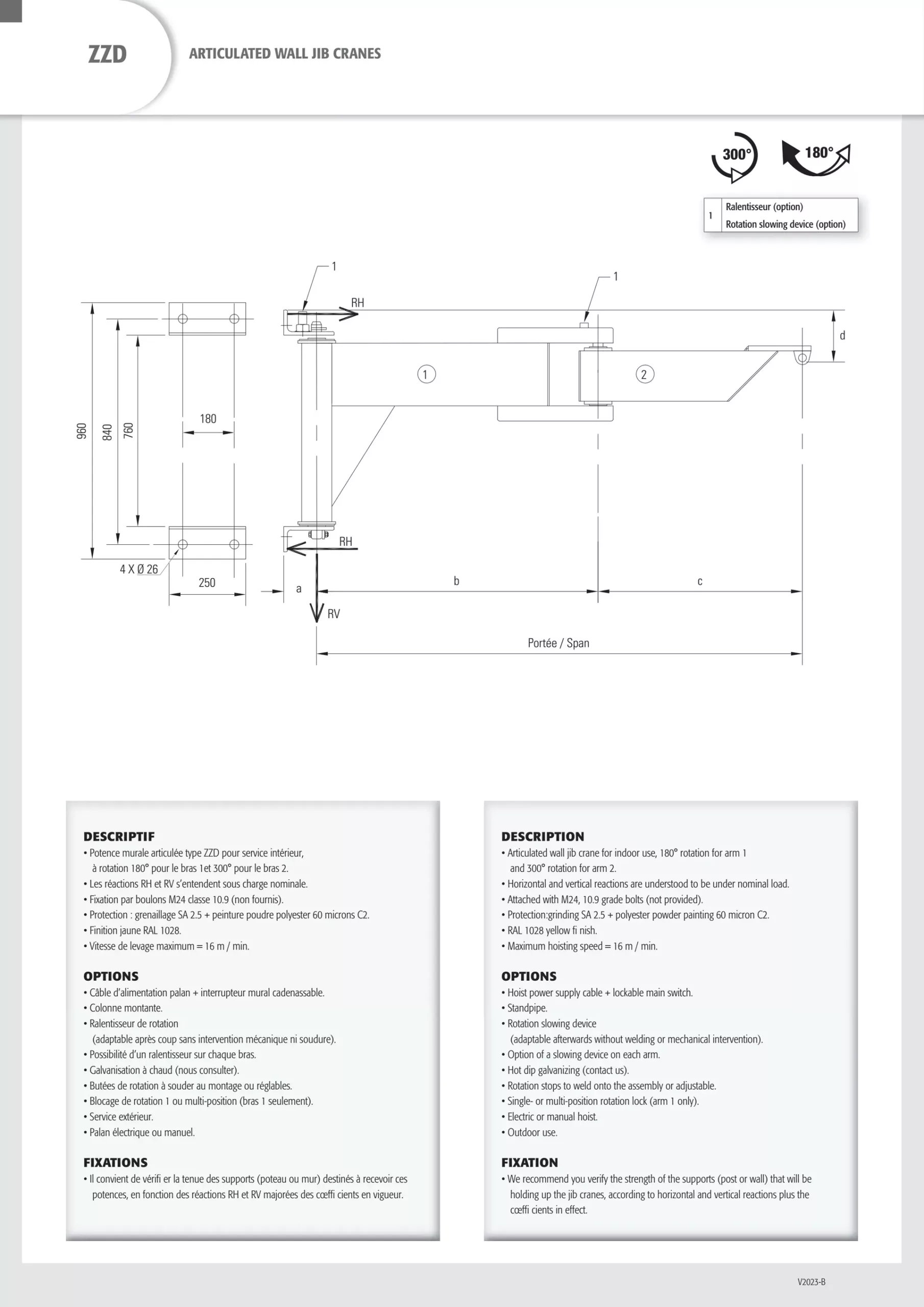 Articulated Wall Jib Crane (ZZD) 125-500 kg 2-5 m 2