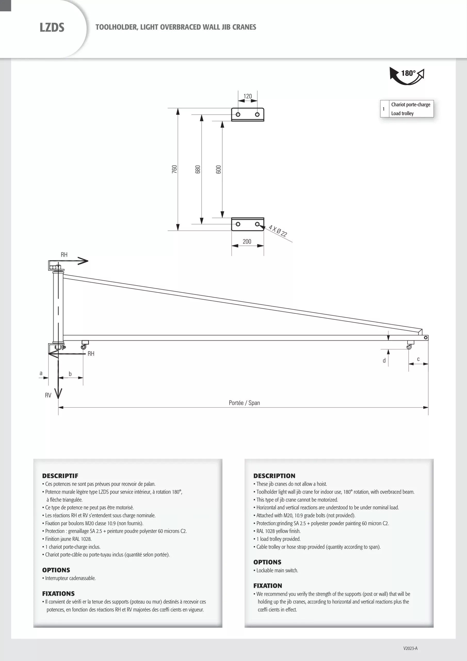 Light Wall Jib Crane (LZDS) 50-100 kg 2-5 m 2
